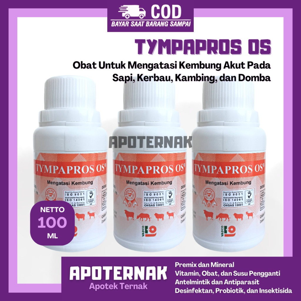 TYMPAPROS OS 100 ml | Obat Kembung Hewan besar dan kecil | Seperti Tympanol Sanbe | VADCO