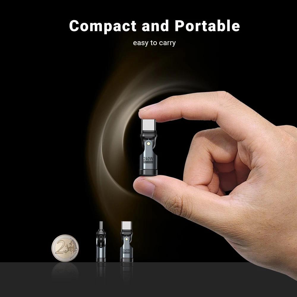 AUFU 240W OTG Adapter 180 Rotation USB Type C Male to TypeC Female OTG Adapter Fast Charging Convert