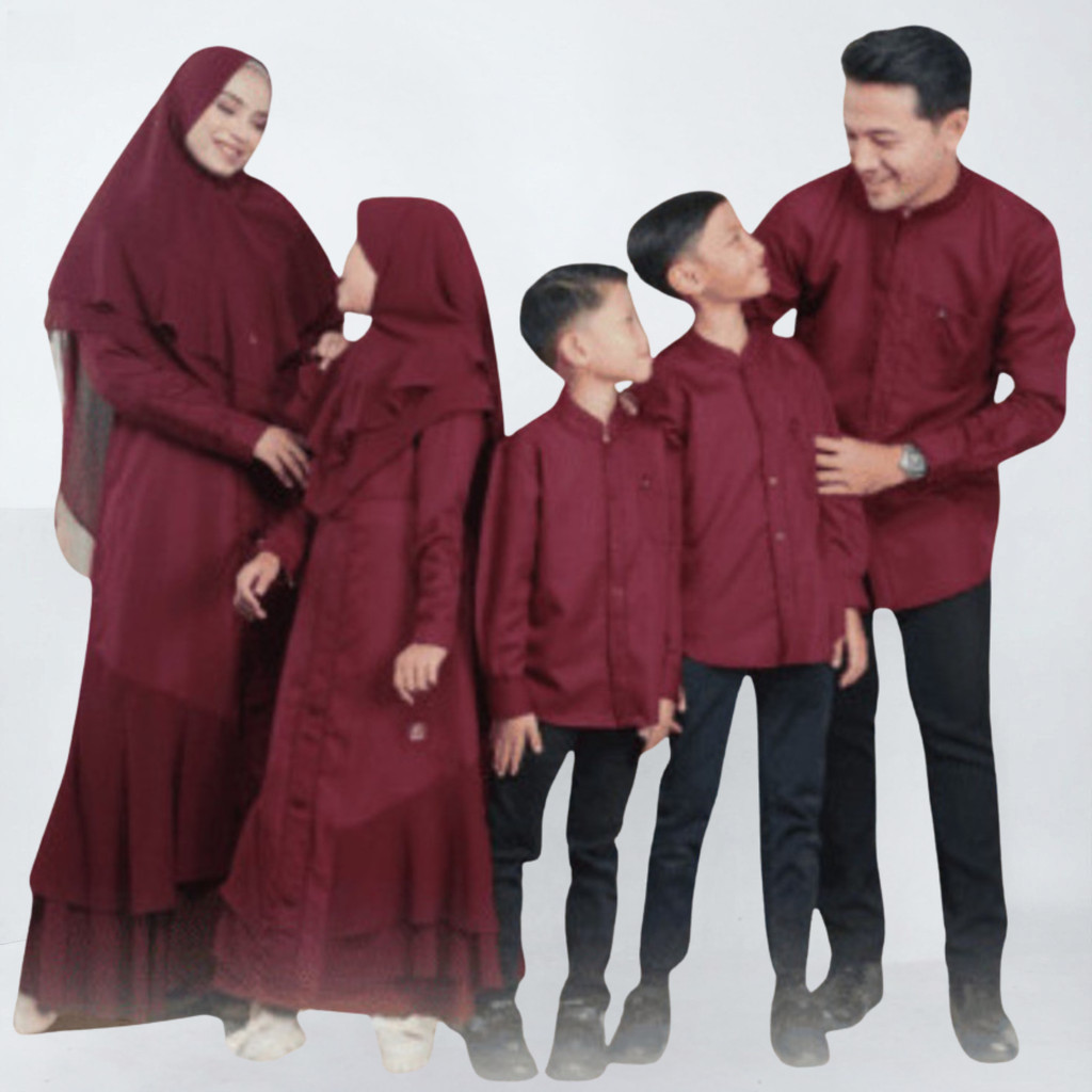 Arra Couple Keluarga Baju Lebaran Arafah Maroon Sarimbit Family Muslim