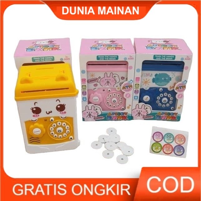 DUNIA MAINAN  Celengan Anak Mini ATM Bank Karakter Celengan Brankas Piggy Bank - Mainan Edukasi / ma