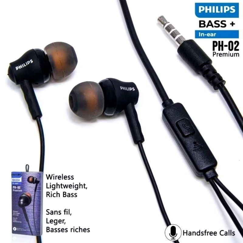 [ GROSIR ] HF HEADSET PHILIPS PH-02 PREMIUM EXTRA SUPER BASS + MIC PACKING IMPORT EARPHONE BERKUALIT