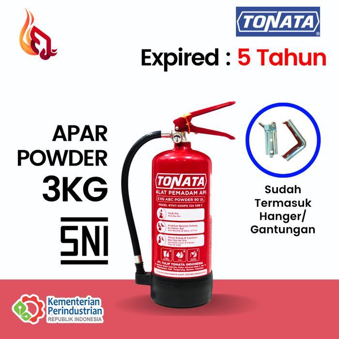 APAR 3 kg Powder TONATA Paket Komplit - Garansi 5 Tahun (SNI) + Free Kartu Ceklis APAR