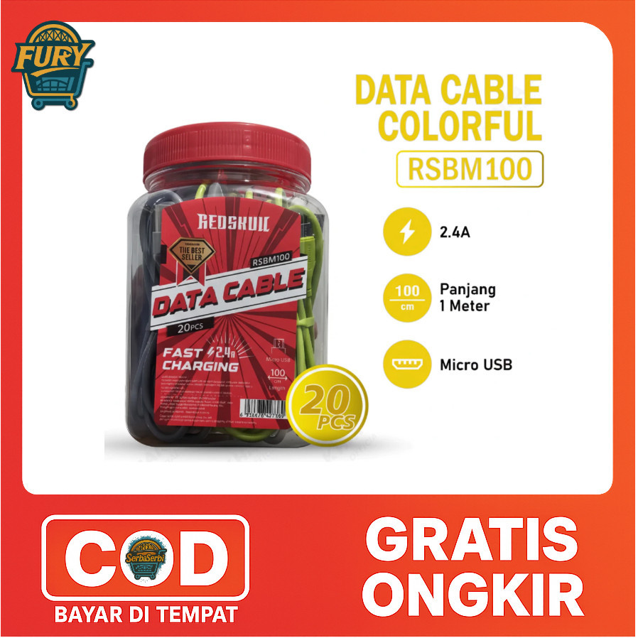 (GROSIR) REDSKULL Kabel Data Toples Murah RSBM100 Kabel Data Micro USB | RSBC100 Kabel Data Type-C (