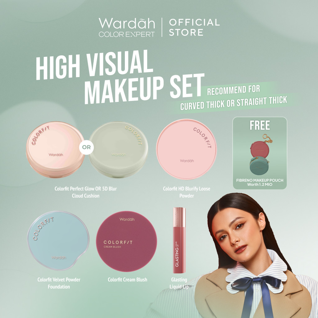 [O2O] WARDAH Colorfit High Visual Makeup Set FREE Fibreno Makeup Pouch