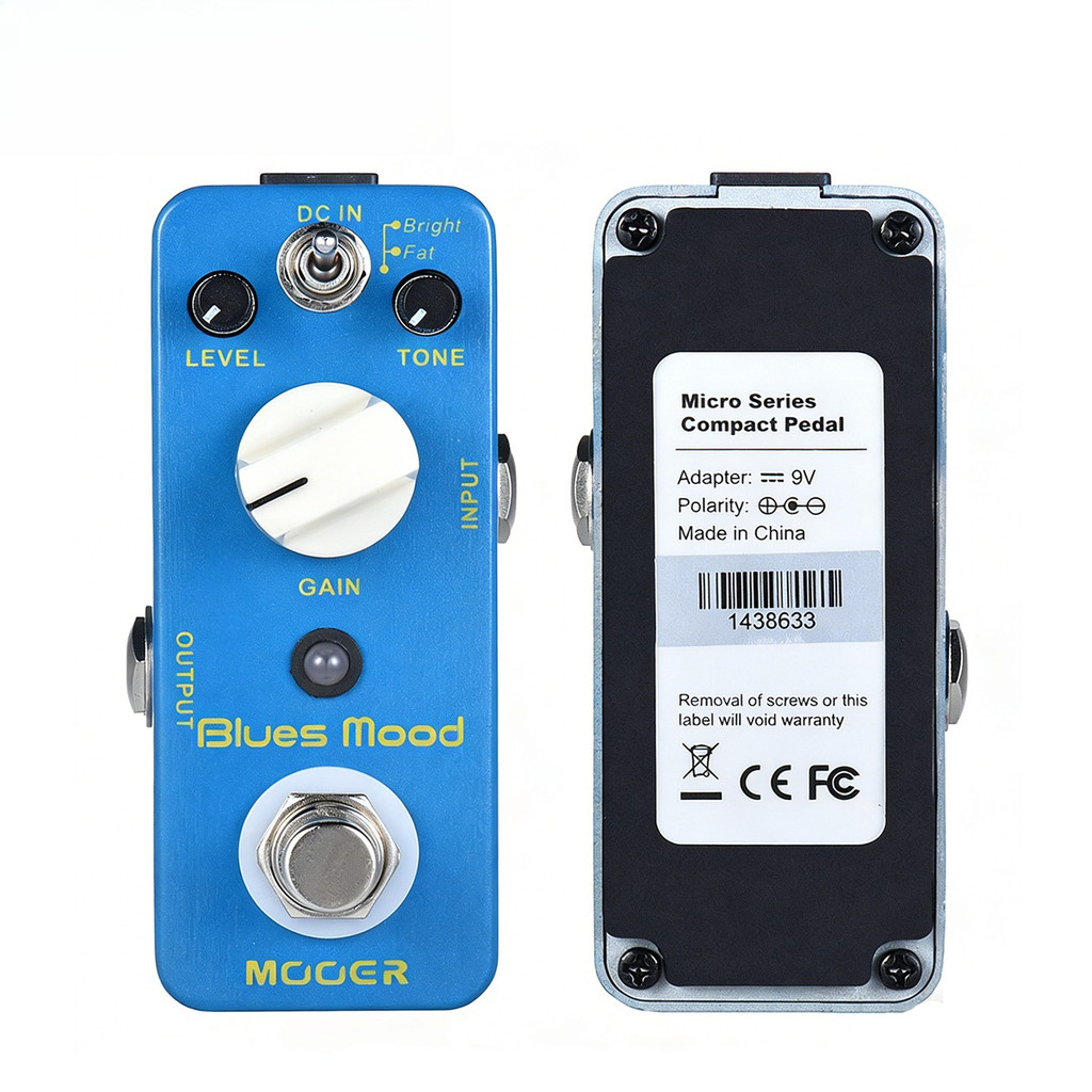 Blues Mood Overdrive Guitar Pedal with Wide Frequency Response, for Guitar & Bass, 2 Modes (BrightFa