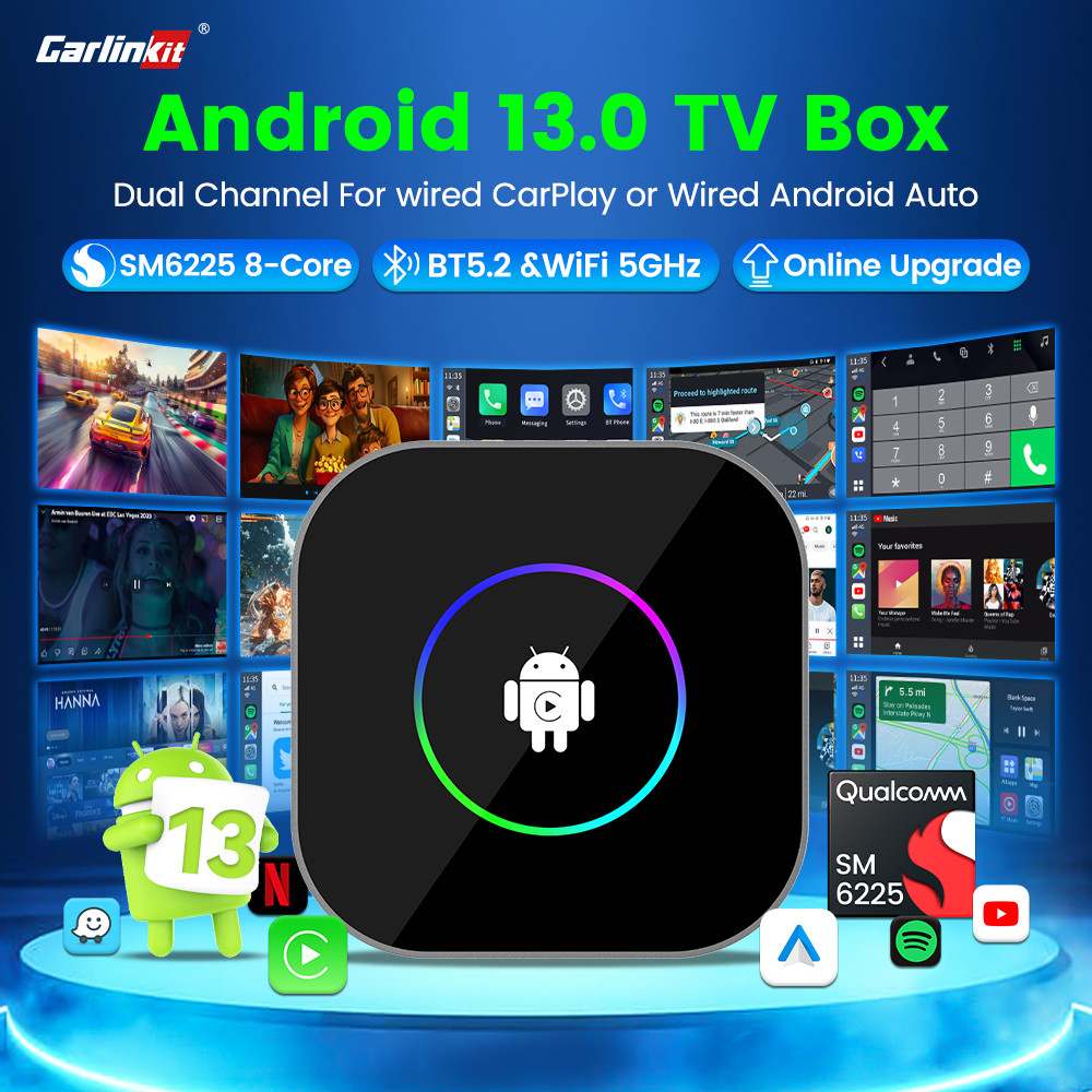 CarlinKit R2 Smart Car Navigation Box Android 13 TV Box Support IPTV Netflix Split Screen GPS Wirele