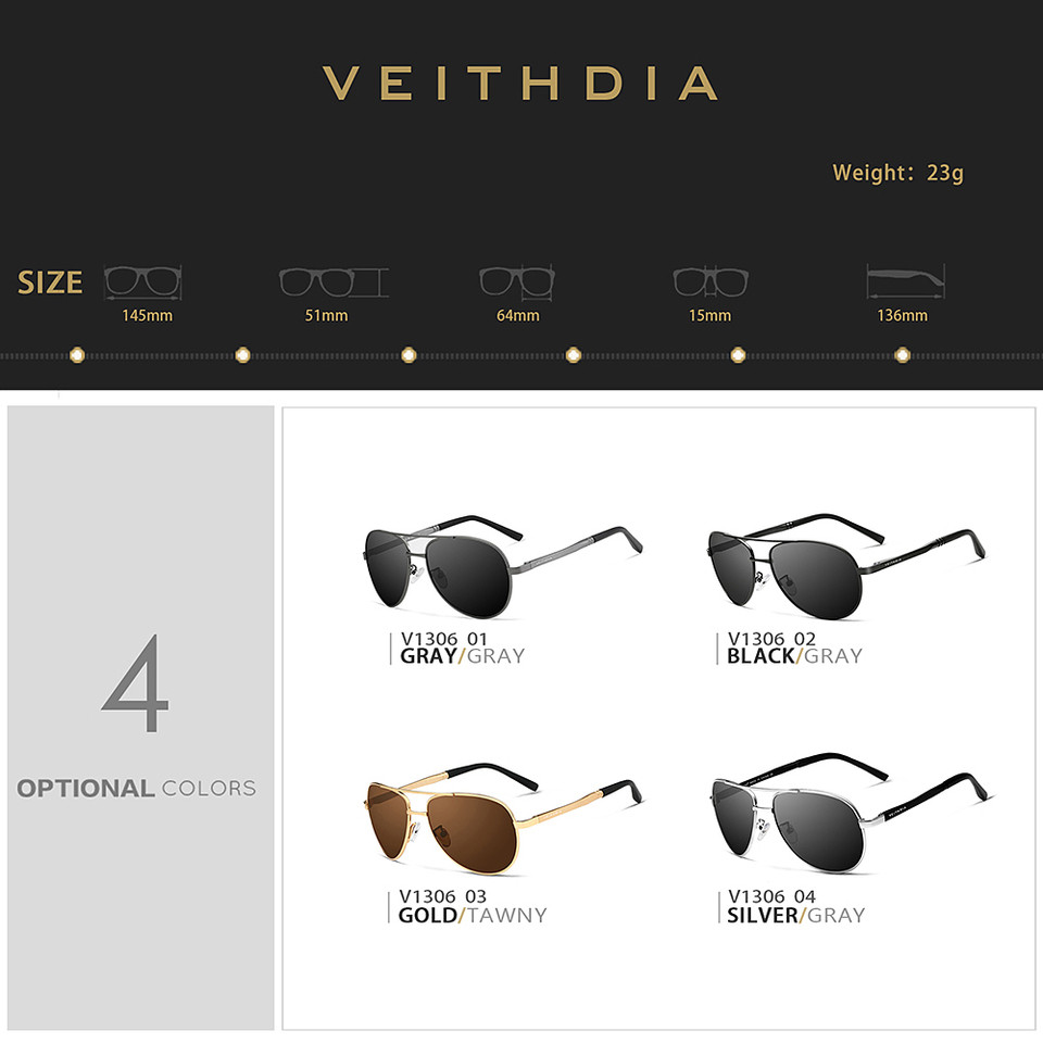 VEITHDIA Brand Sunglasses Men Polarized UV400 Sun Glasses Outdoor Sports Driving Male Women Eyewear 