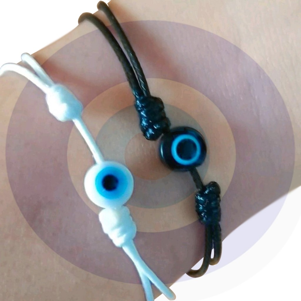 Gelang Manik Blue Evil Eye Nazar Boncuk Couple  Waterproof Sliding Knot Turki Mata Biru