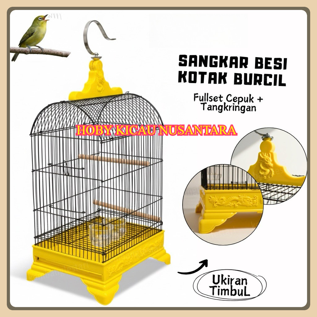 SANGKAR BURUNG BESI KOTAK UKIR DM 22x27 KUAT DAN TAHAN LAMA SANGKAR KOTAK PLECI KOLIBRI FINCH UKIRAN