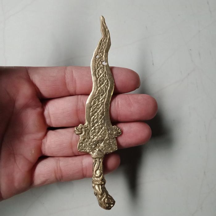 Keris Naga Kembar Kuningan Antik