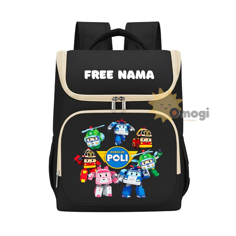 Tas Ransel Anak Motif ROBOCAR POLI Ransel Backpack Tas Gendong Anak TK/SD Free Nama