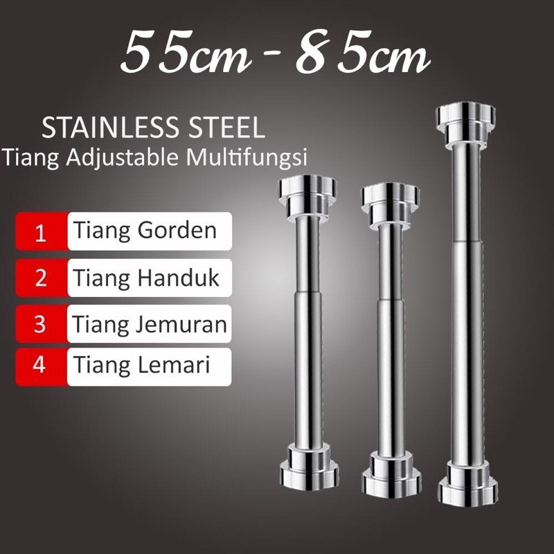 Tiang Hordeng Fleksibel Besi Gorden Pipa Gantungan Kamar Mandi Lemari Gawang Baju Tiang gorden fleks