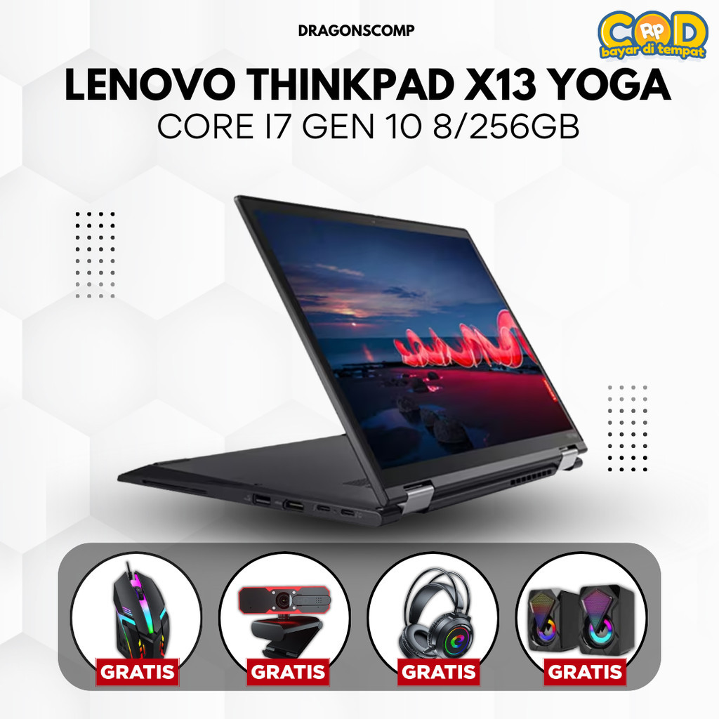 Laptop Lenovo Thinkpad X13 Yoga Core i7 Gen 10 Ram 8/25GB - Laptop Second Bergaransi
