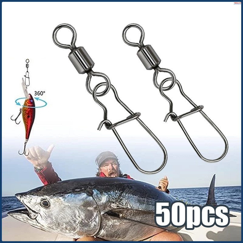 50Pcs Kilikili Swivel Pancing Snap Kili Kili Snap Swivel Pancing Stainless Steel Fishing Gear
