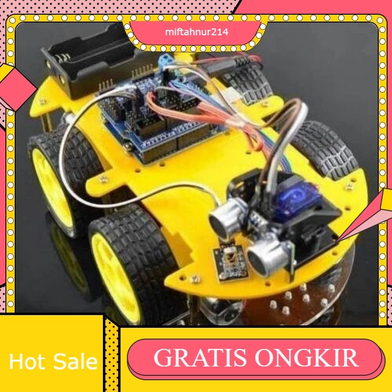 Robot Arduino 4WD Penghindar Halangan Avoider Avoidance Compatible