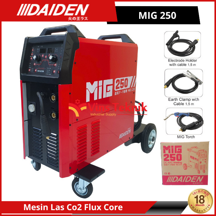 DAIDEN MIG 250 Mesin Las MMA MIG TIG Travo Las Inverter Trafo Las Co2 Flux Core Tanpa Gas 250A MIG25