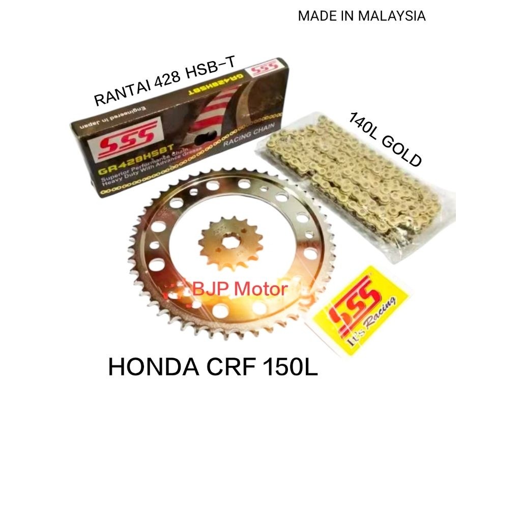 Gear Set SSS 428 HOnda CRF150L/ CRF 150 Full Set + rantai SSS 428 HSB-T 140L GOLD SSS Official Store