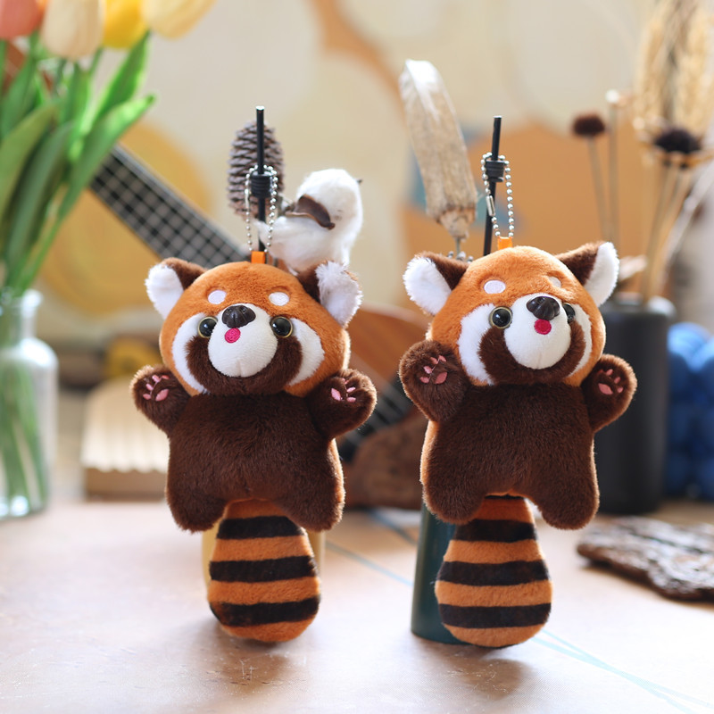Cute Cartoon Red Panda Plush Toy Pent Little Raccoon Doll Keychain Doll Playground Raccoon Stuffed B