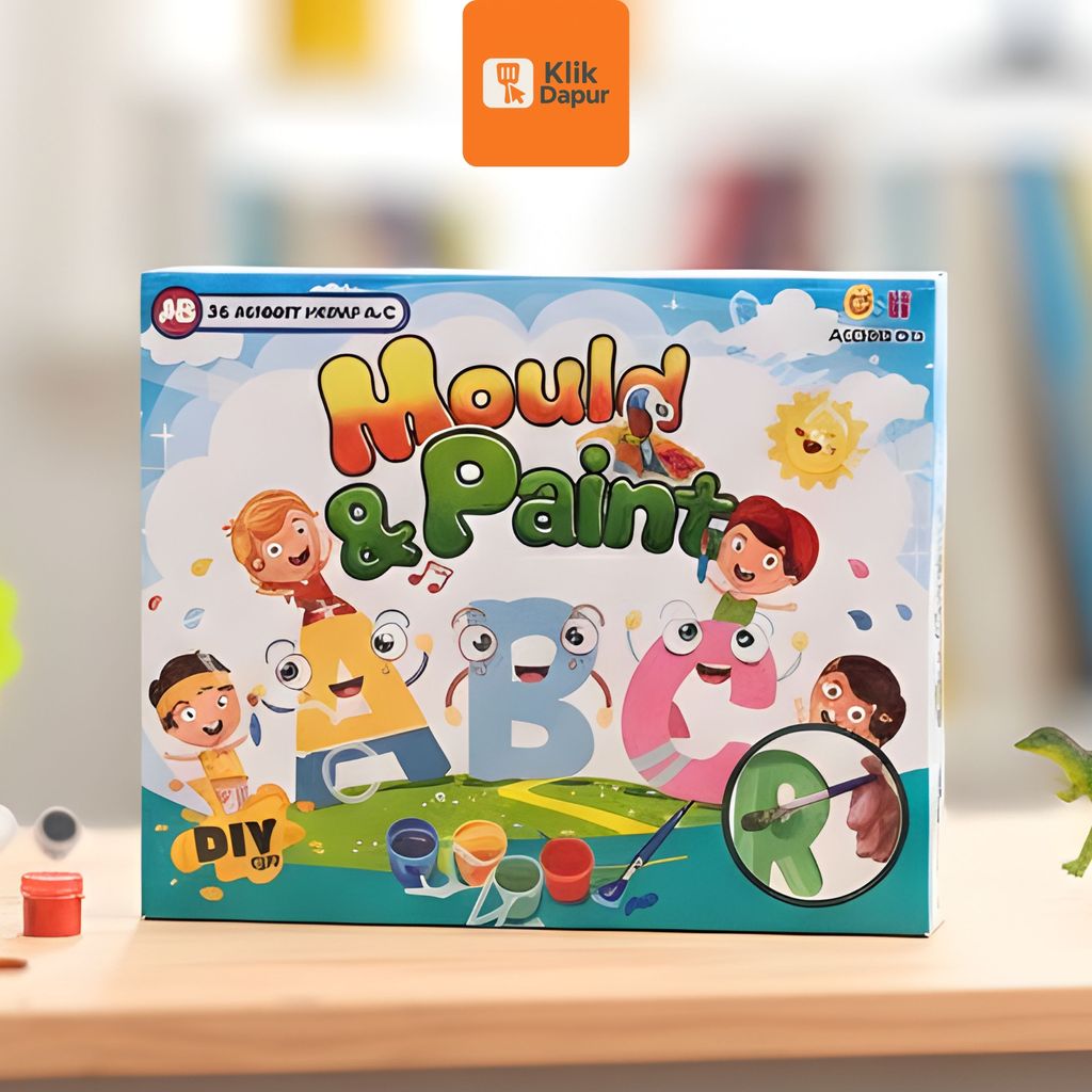 KLIKDAPUR - Mould and paint cetakan huruf ABCD Mainan edukasi melukis anak DIY alphabet MEWARNAI GIP