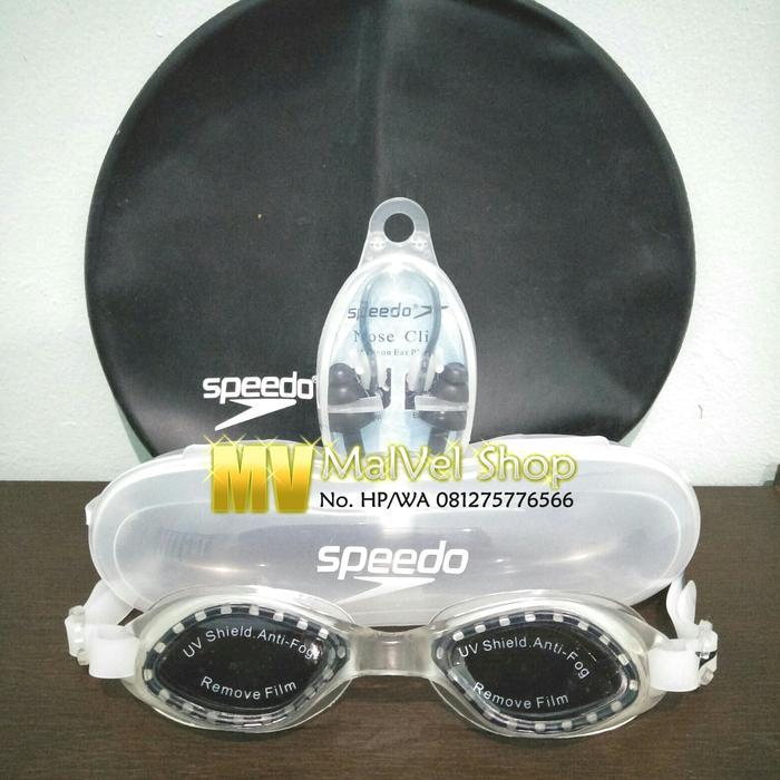 Kacamata Renang Anak Speedo + Topi Renang + Noseclip Speedo