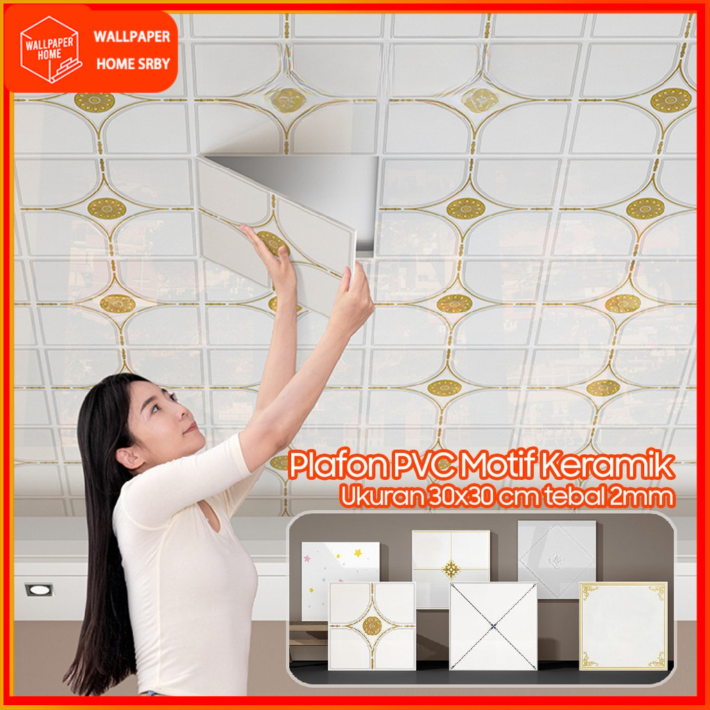 Wallpaper Home - Plafon PVC Motif Keramik 30x30 cm Anti Air Wallpaper Langit-Langit Dekorasi Modern