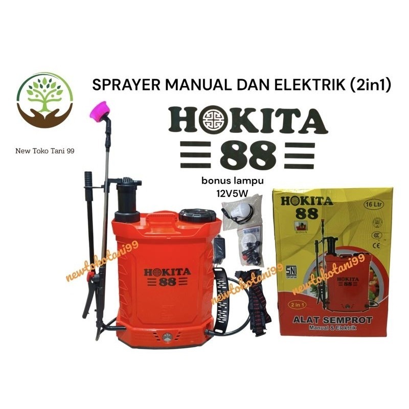 Sprayer HOKITA 88 2in1 sprayer elektrik dan manual hokita88 tangki 2in1 bisa dicas dan bisa dipompa 