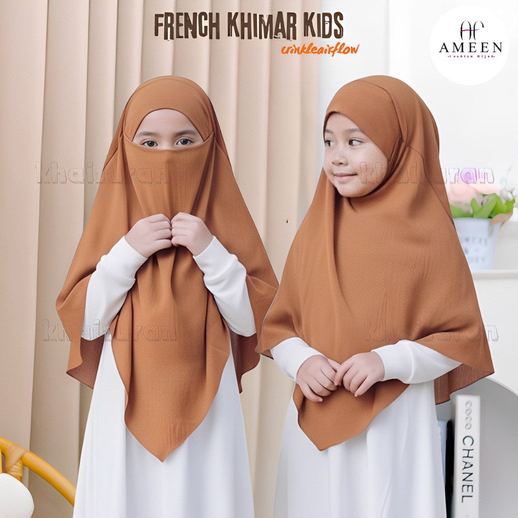 French Khimar Cadar Tali Anak Crinkle Airflow