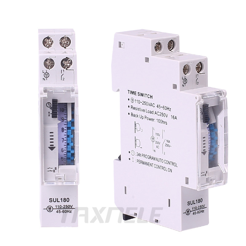 N Rail SUL180 Time Switch Mechanical Timer Switch 24 Hours Programmable Timer 16A Time Switch