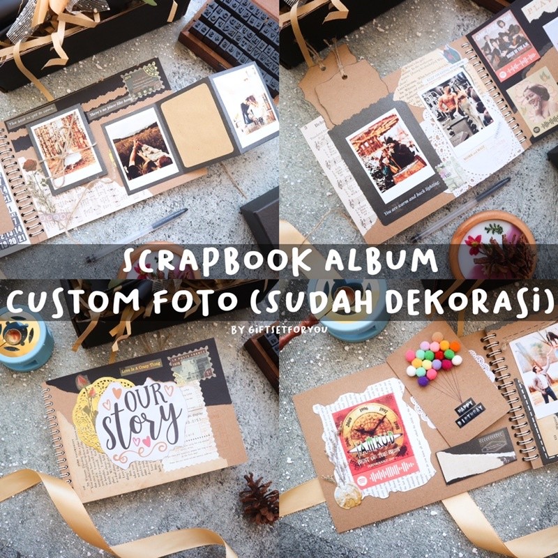 TERLARIS SCRAPBOOK ALBUM CUSTOM FOTO SUDAH DENGAN DEKORASI / HADIAH ULANG TAHUN / HADIAH ANNIVERSARY