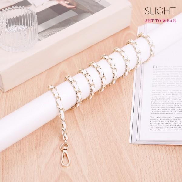 PROMO Rantai Tali Tas Clutch Panjang Stella Hitam Putih Gold - Putih Gold