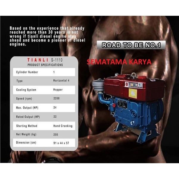 Mesin Diesel 24PK 24HP 24 HP S1115Y Tanki TIANLI JEPANG ASLI