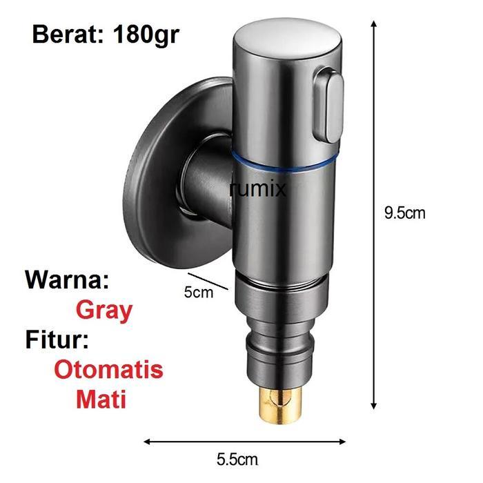 WORKSTEEL Keran Air Mesin Cuci Kran Tembok Taman Otomatis Mati Anti Jatuh 304 - Gray Otomatis