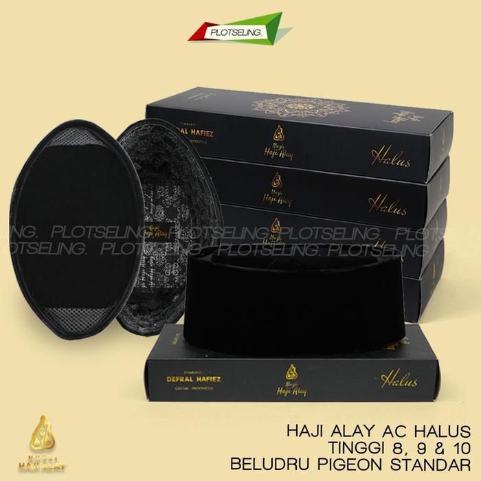 PROMO Lebaran Peci Kopiah Songkok Hitam HAJI ALAY SOFT HALUS Polos AC Beludru Pigeon Halus Tinggi 7 