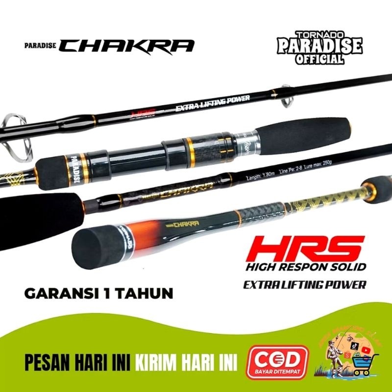 Joran TORNADO PARADISE CHAKRA Deep Sea 180cm PE 2-6 - Jigging Rod