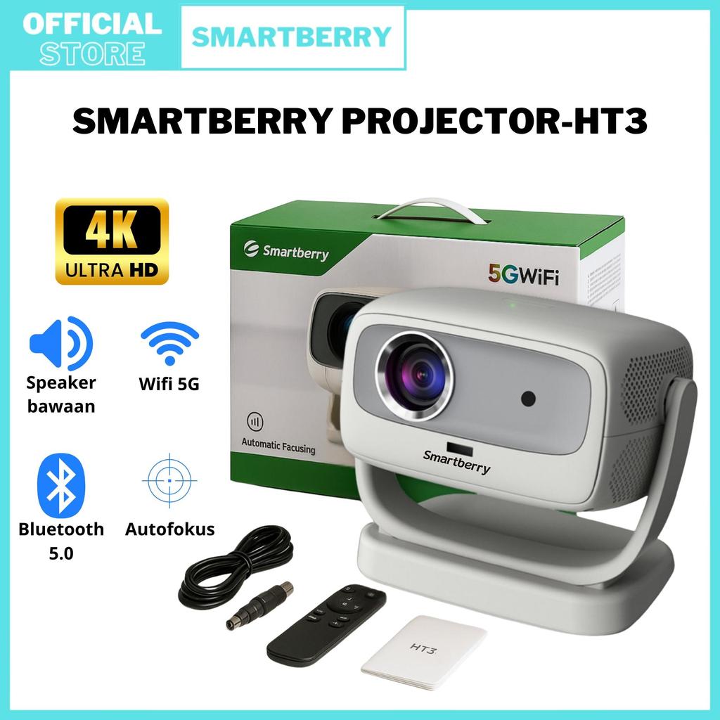Smartberry HT3 Proyektor WiFi Portable – Layar Jumbo 200”, HDMI, Cocok untuk Nonton, Gaming & Presen