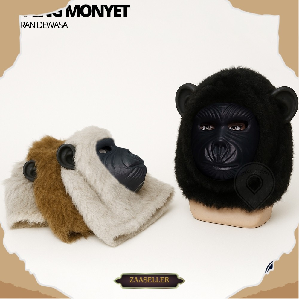 TOPENG MONYET BULU REALISTIS DEWASA | Masker Gorila Cosplay Kostum Karnaval Lucu Viral ZSS