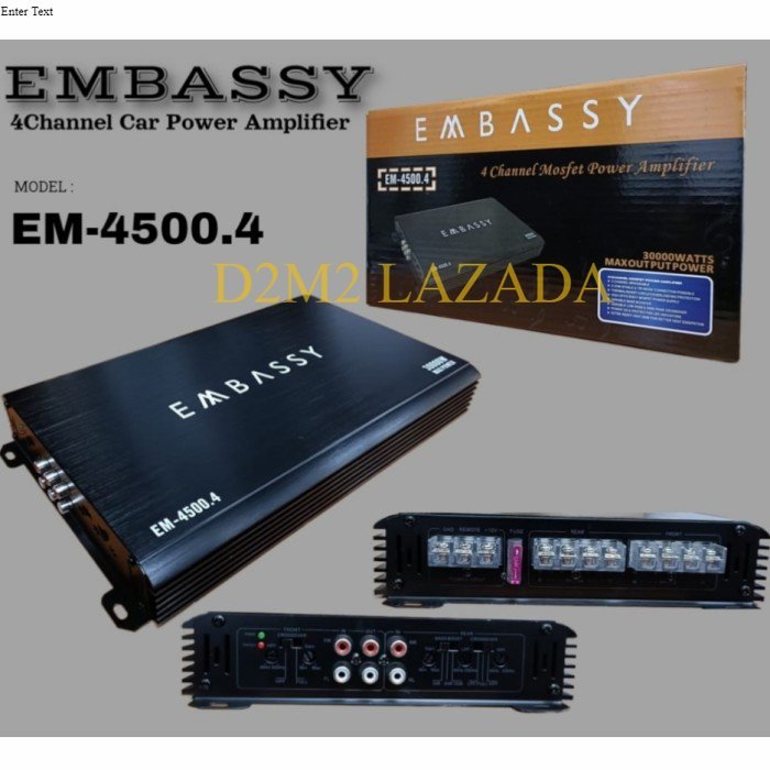 Ampli POWER AMPLI MOBIL 4 CHANNEL EMBASSY EM-4500.4 EM4500.4