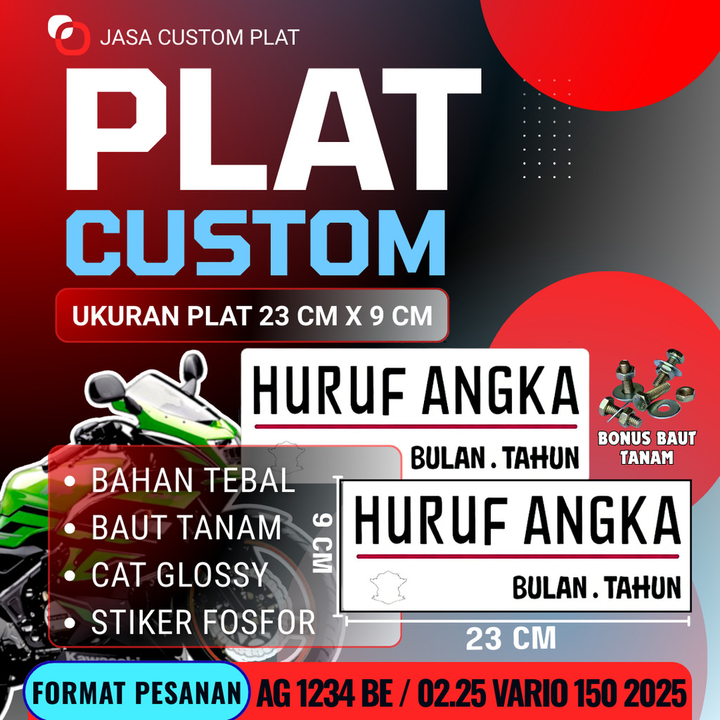 PLAT WARNA PUTIH//PLAT ALUMINIUM//PLAT BAUT TANAM