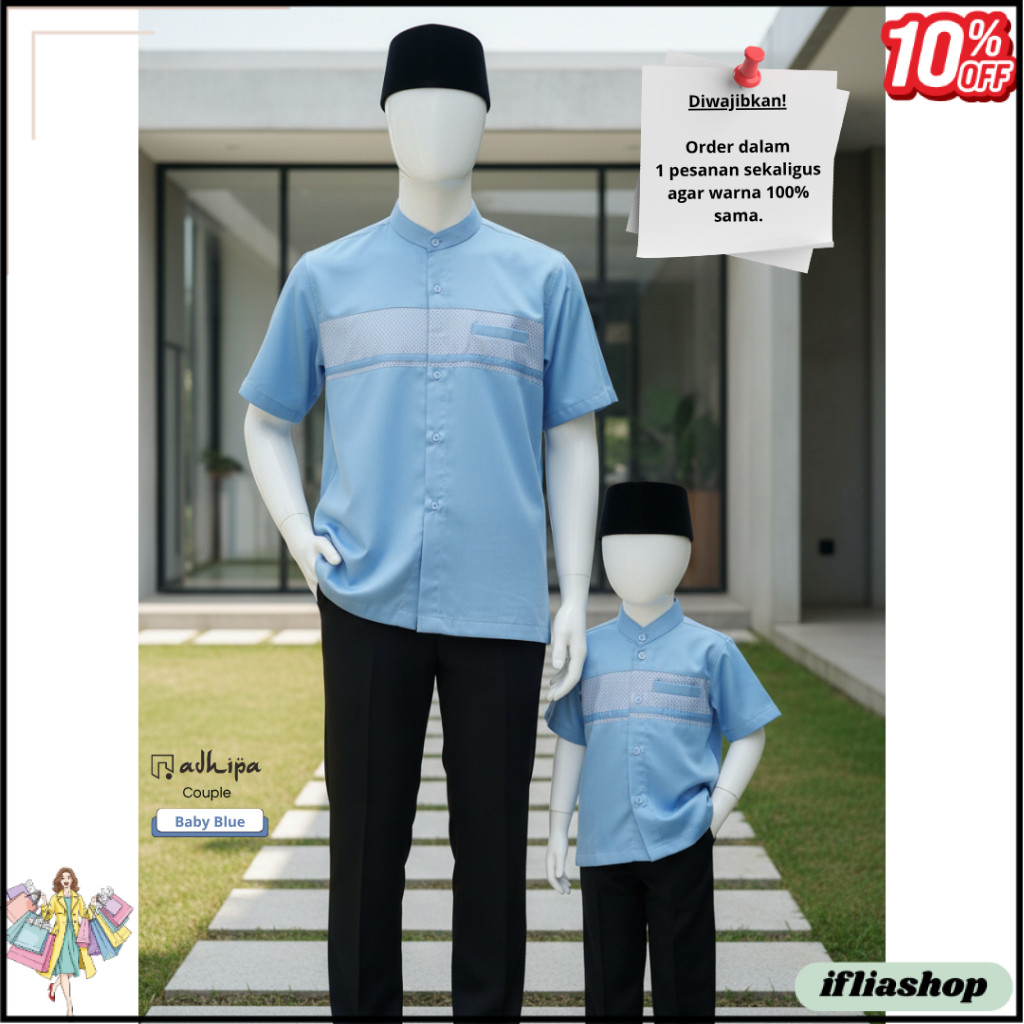Koko Couple Sarimbit Ayah Anak warna Baby Blue / Biru Muda IF