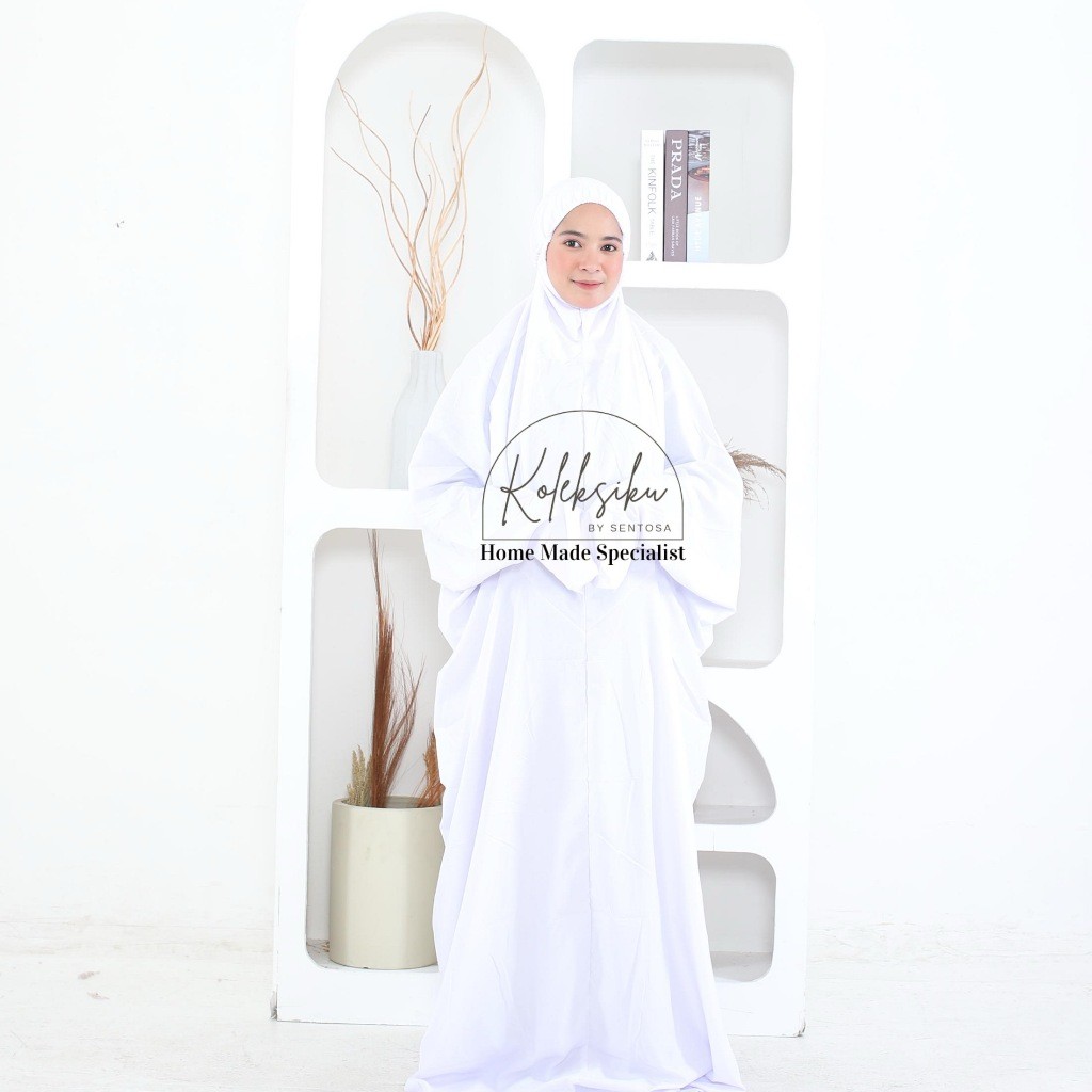 Mukena Terusan Luna Polos Jumbo Katun Polymicro Premium Tebal & Adem, Jatuh Anggun, Nyaman Dipakai H