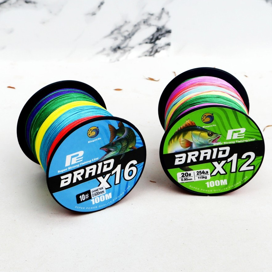 BingoLife Senar Pancing Braided PE Heavy Duty 100m X12 X16 11.3kg~115kg Tahan Abrasi Khusus Laut Big