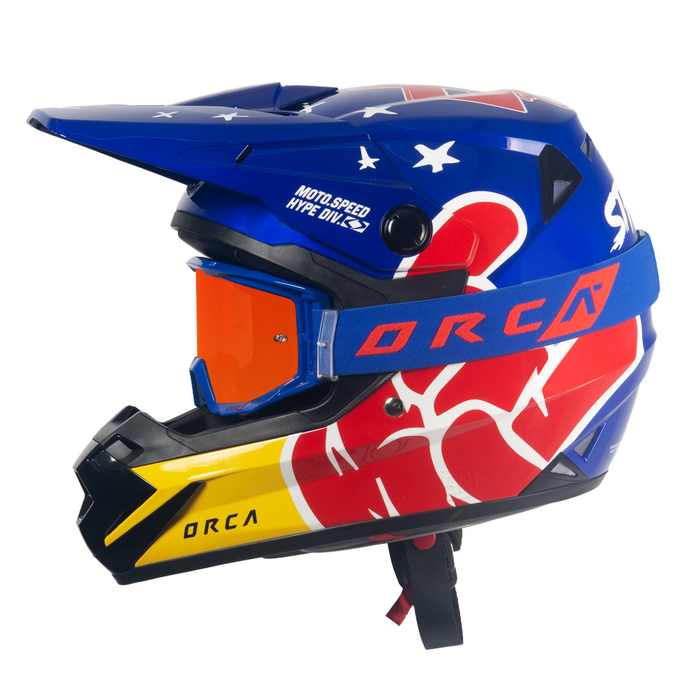 Orca Powergear - Bundling Helm ORCA X FIANMUH Slur Style + Goggle Aeroview Blue Red