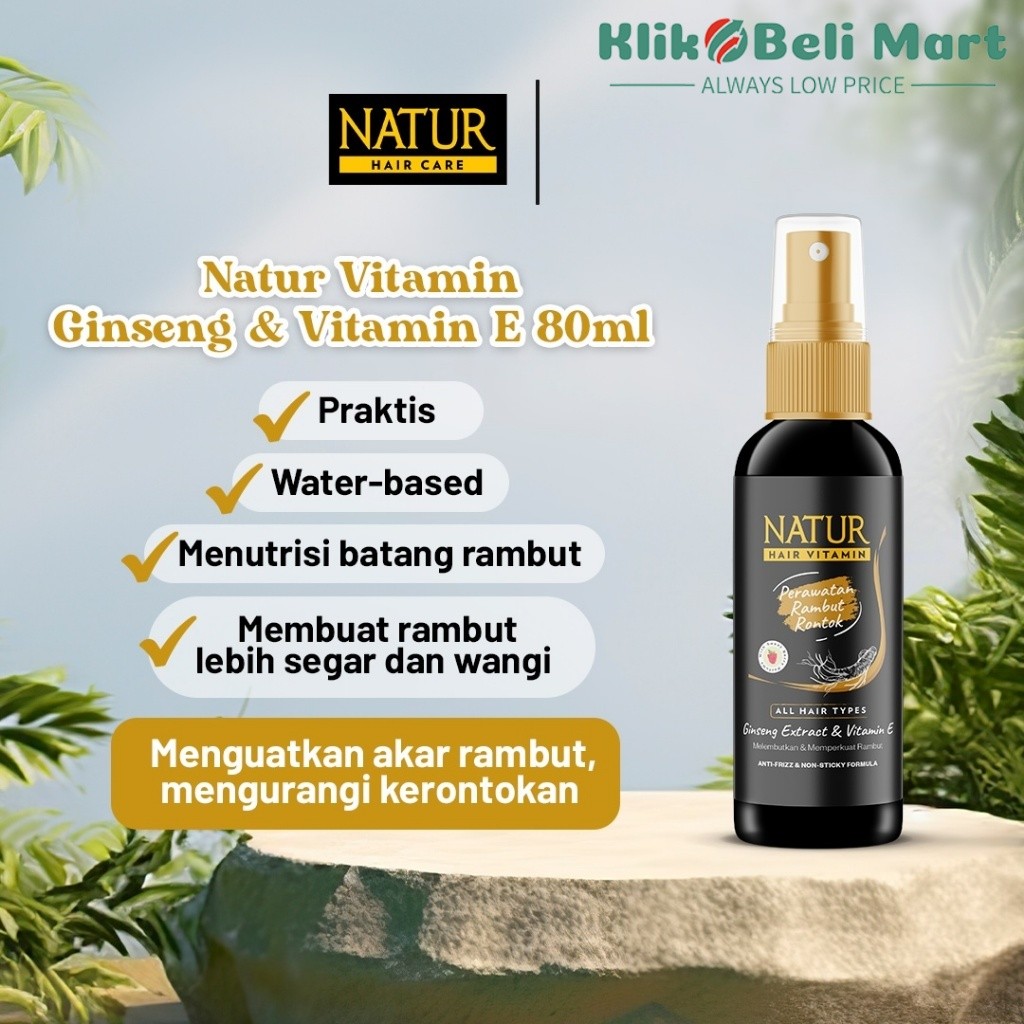 [KBM] NATUR Hair Vitamin Ginseng 80ml Vitamin Perawatan Rambut Rontok