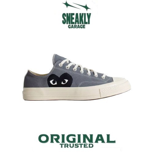 Sepatu Converse 70s CTAS LOW x CDG PLAY Steel Grey  Sneakers Unisex