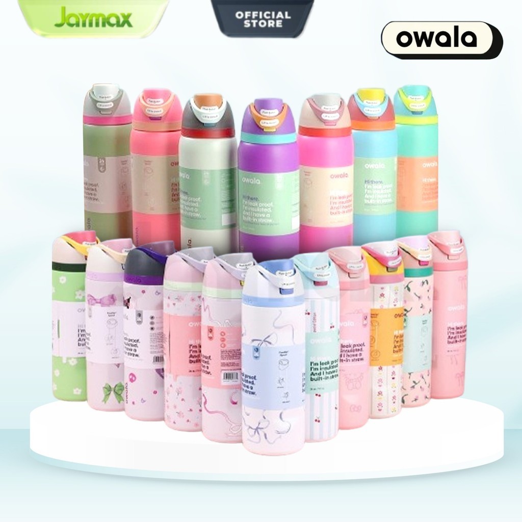 OWALA FreeSip 24oz 32oz Tumbler Insulated Stainless Steel Water Bottle with Locking Push Button 1:1 