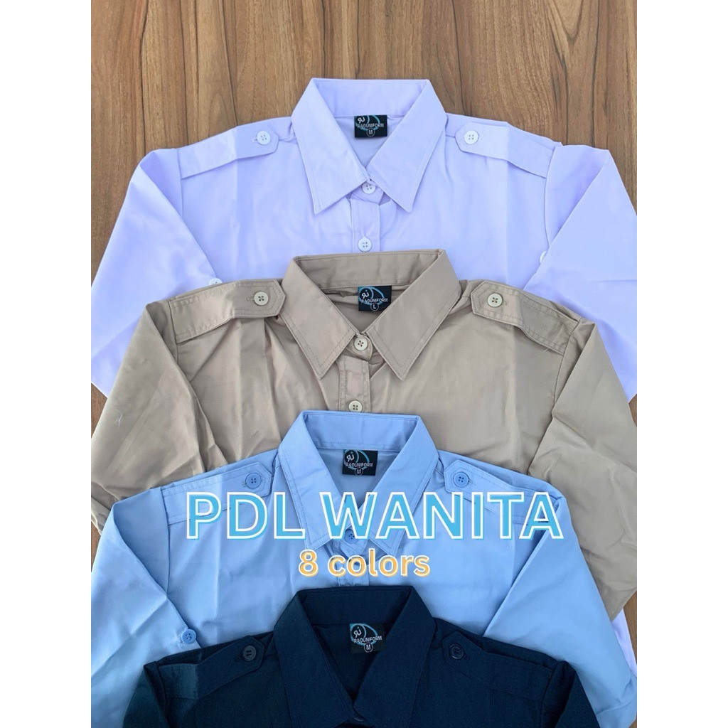 Kemeja PDL Wanita Lengan Panjang/Kemeja PDL Bordir/Seragam Dinas PDL Wanita Slim fit/Kemeja PDL Jumb