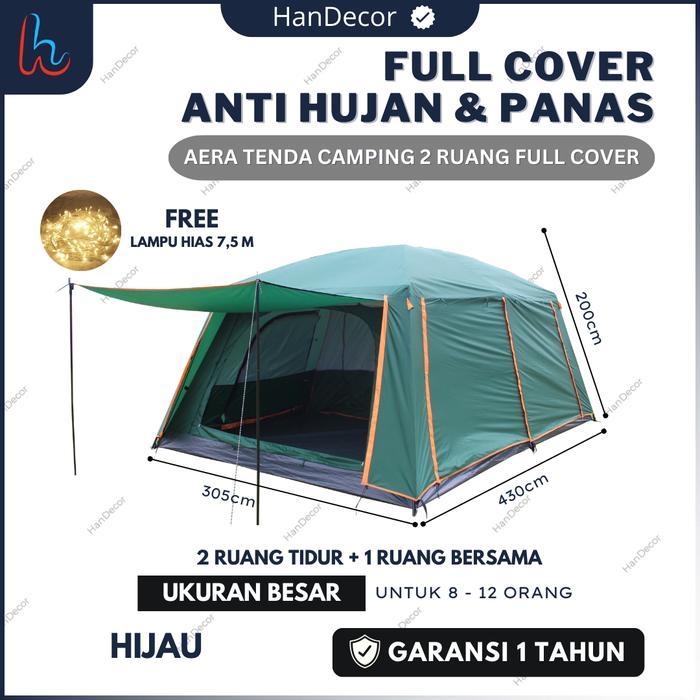 [Garansi 1 Tahun] Tenda Camping Full Cover Besar 8-12 Orang Double Layer | Tenda Camping 8 Orang Wat