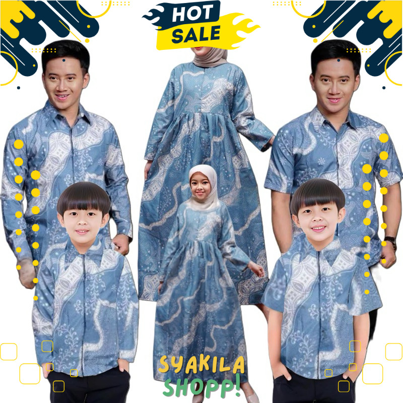 Batik Couple keluarga// Couple Ayah Ibu Dan Anak Laki Laki Bahan Polimikro
