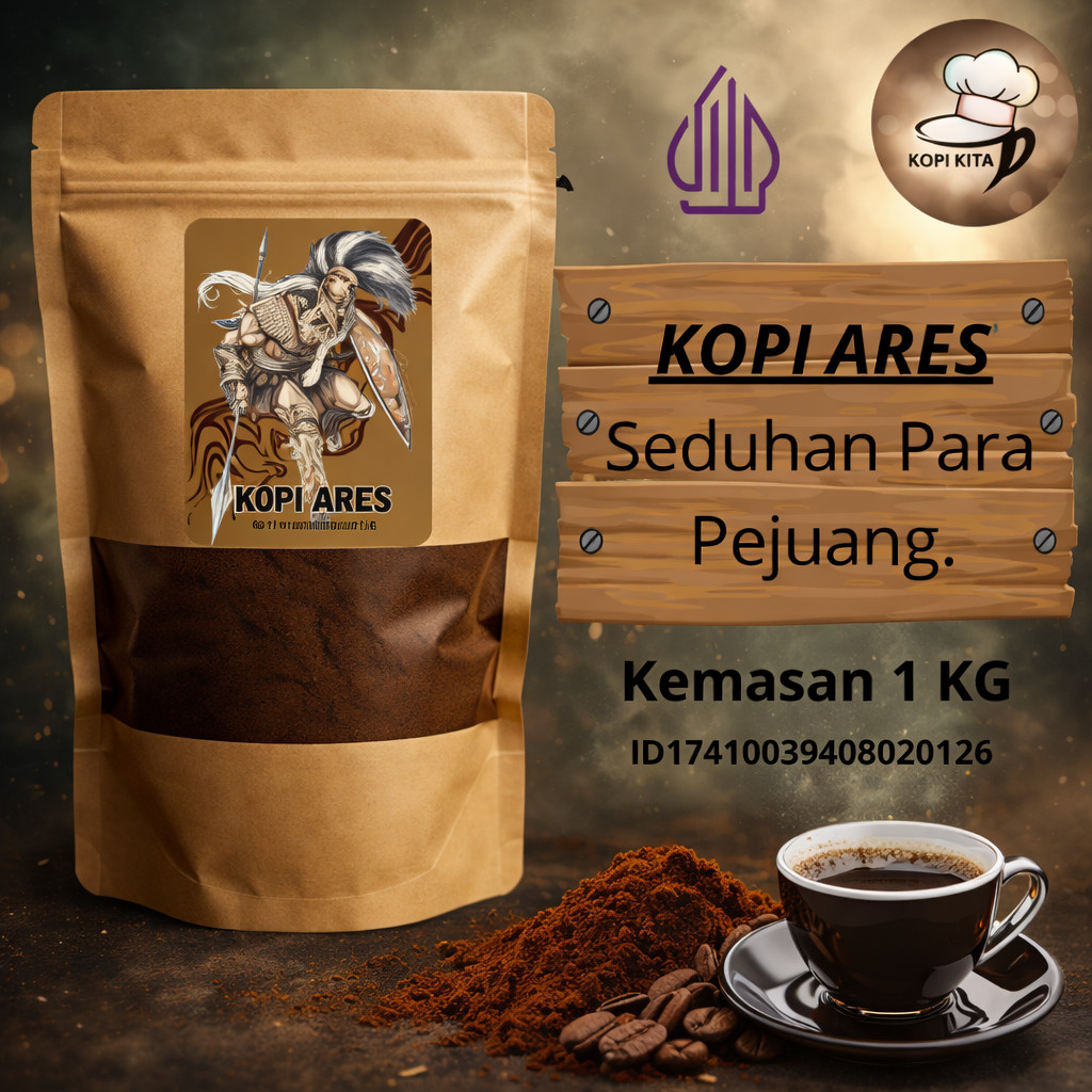 Bubuk Kopi Ares Nikmat mantap murah Kemasan 1 Kg Bubuk Kopi Hitam Ares Bubuk Kopi Tubruk Ares Kopi B