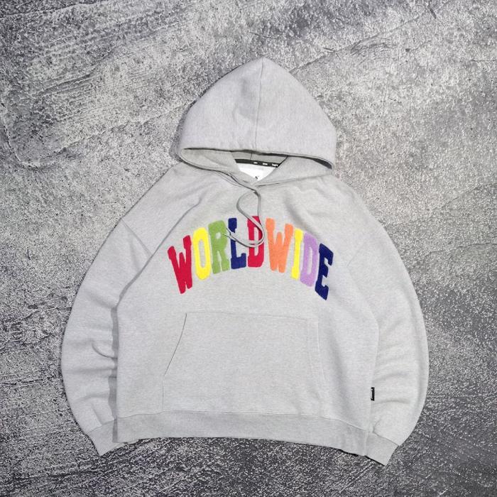 Jaket hoodie WORLDWIDE AMES logo bordir towel tebal boxy murah size xxl